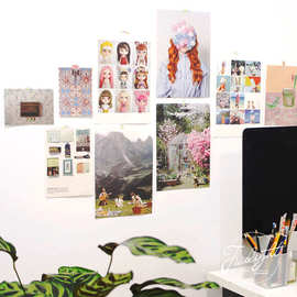 ins套装墙面装饰纸画民宿房间墙面装饰画贴纸拍照卡片纸A4图片画