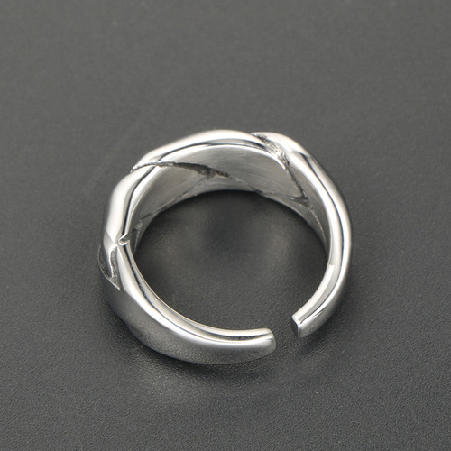 European and American hip-hop stainless steel braided ring, trendy men's fashionable titanium steel ring with adjustable opening SA1072