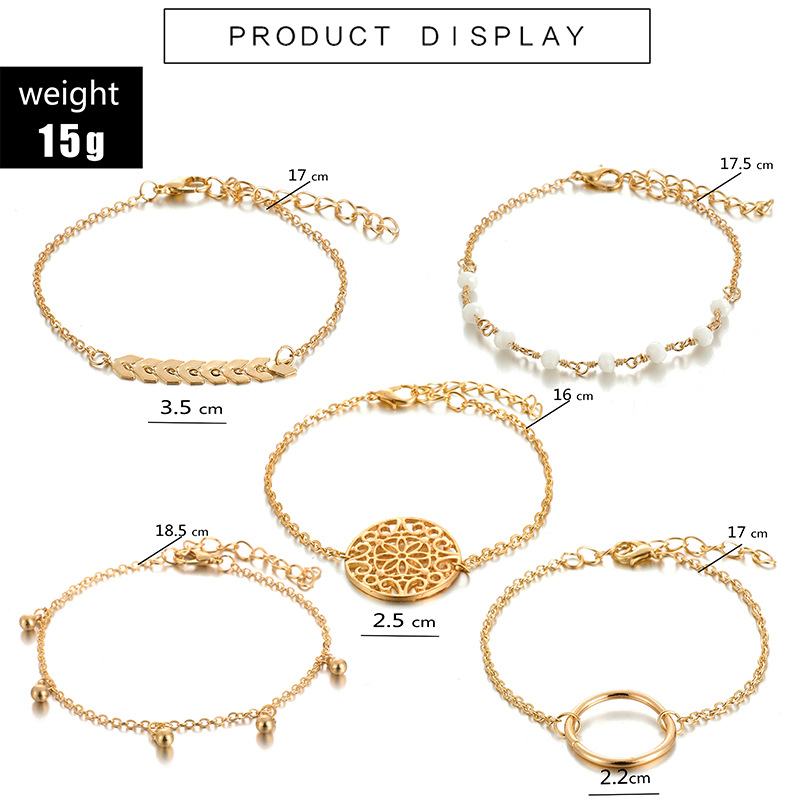 2019  Croix-frontière Simple Alliage Ronde Fleur Découpe Flèche Feuilles Brace Dentelle Bracelet 5-pièce Ensemble Pour Femmes display picture 1