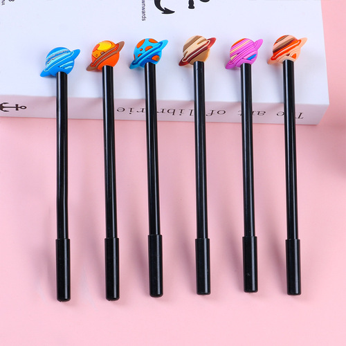 Korean Creative Learning Office Stationery Black Water Pen Signature Pen Cute Creative Colorful Planet Gel Pen