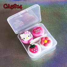 美瞳盒 软胶KT草莓花朵2副装彩片隐形眼镜盒 PP收纳盒 CA5814