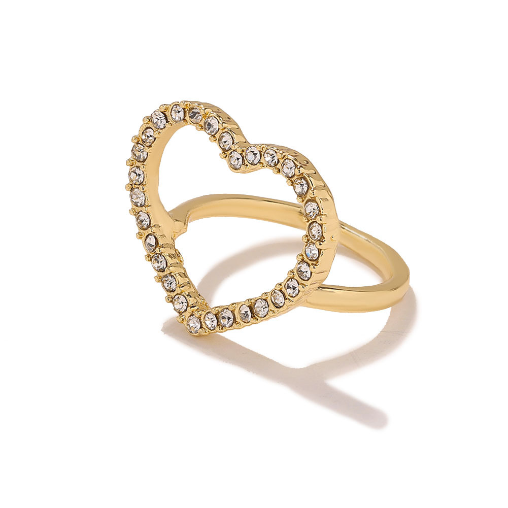 Heart-shaped Ring With Alloy Diamonds display picture 5