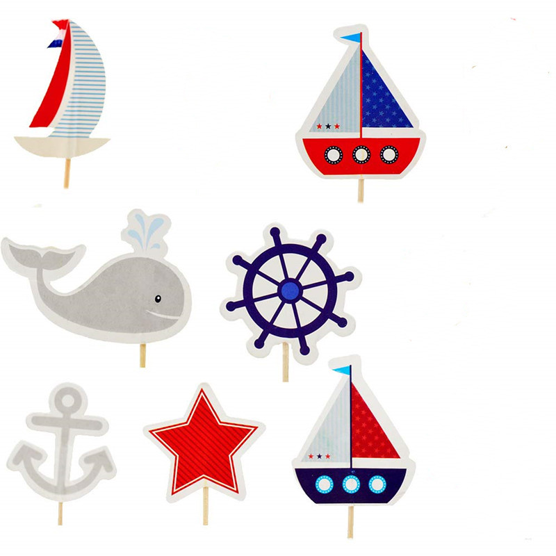 新款蛋糕纸杯装饰插签插牌插旗cupcake帆船