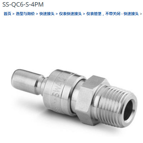 世伟洛克SS-QC6-S-4PM仪表快速接头