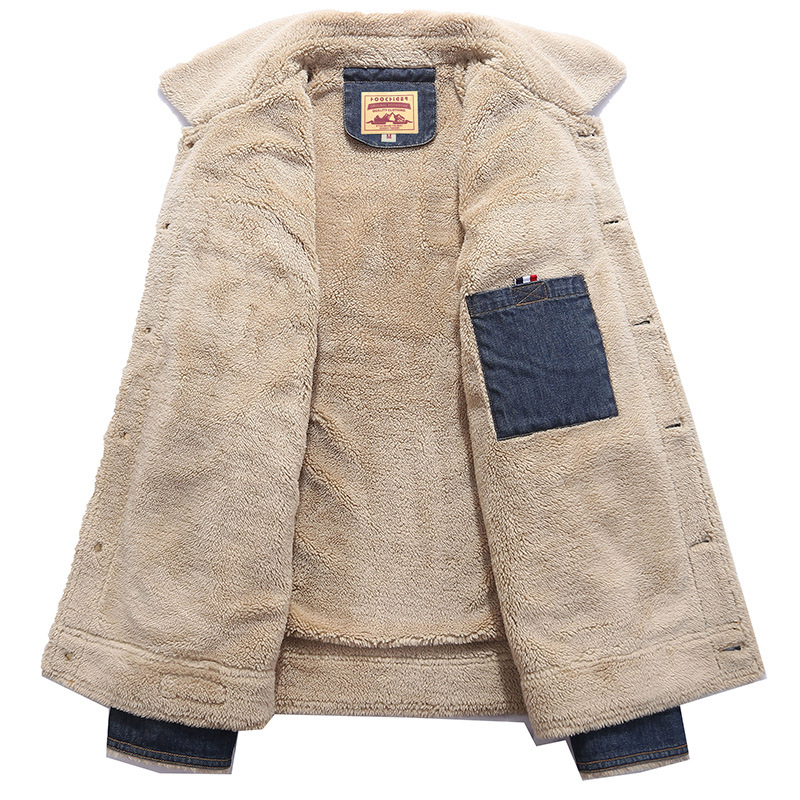 2019 nuevo Abrigo acolchado de algodón de mezclilla al por mayor transfronterizo para hombres Abrigo acolchado de algodón cálido de solapa casual de moda coreana con forro polar para hombres 3226