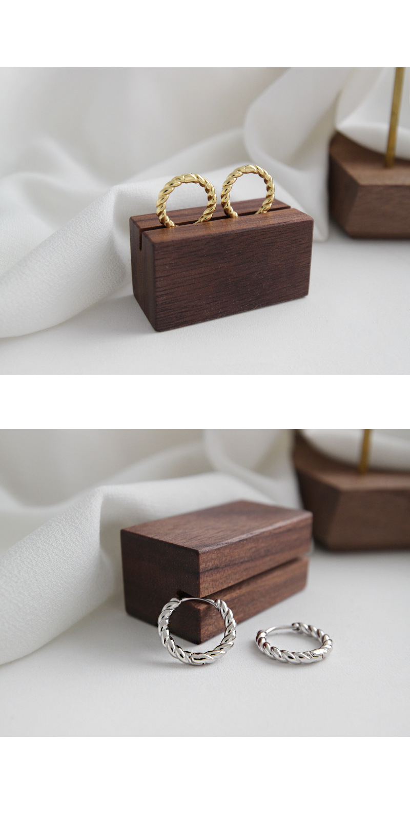 Twist Pattern Korean Version Of S925 Sterling Silver Circle Twist Earrings
