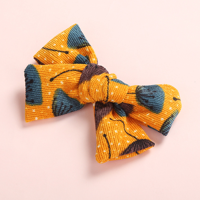 Printed Corduroy Children's Bow Hair Clip 10.5*5.5 Cm Girls Fabric Hairpin display picture 5