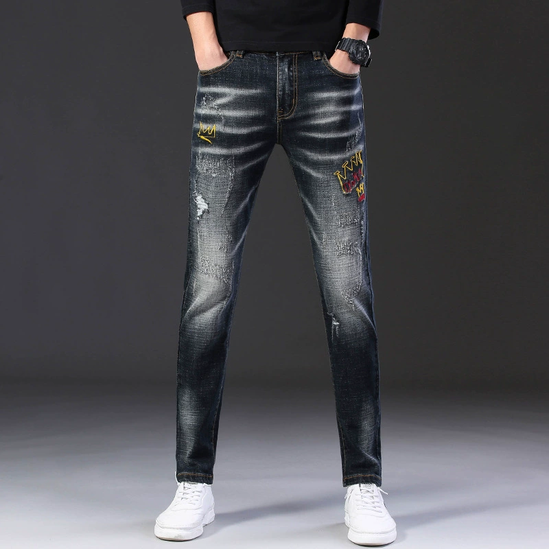 Осенние эластичные черные джинсы в тренде, 2019 год, slim fit, Альiexpress