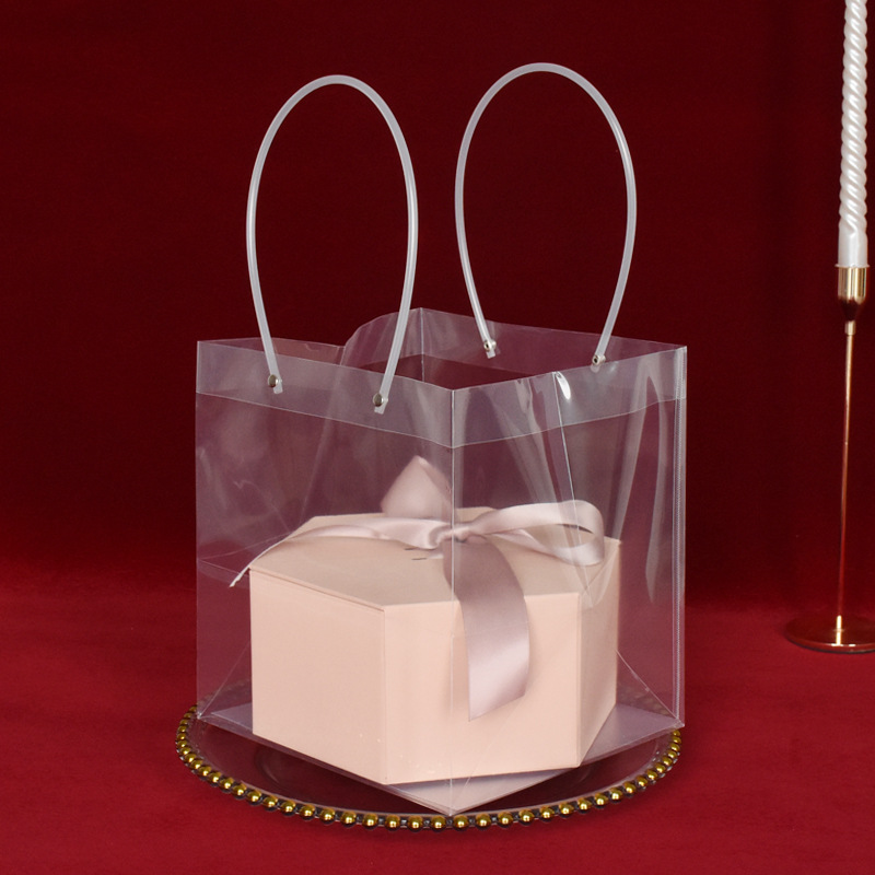 方形盆栽礼品袋鲜花防水pvc塑料手提拎袋婚庆礼盒透明包装袋