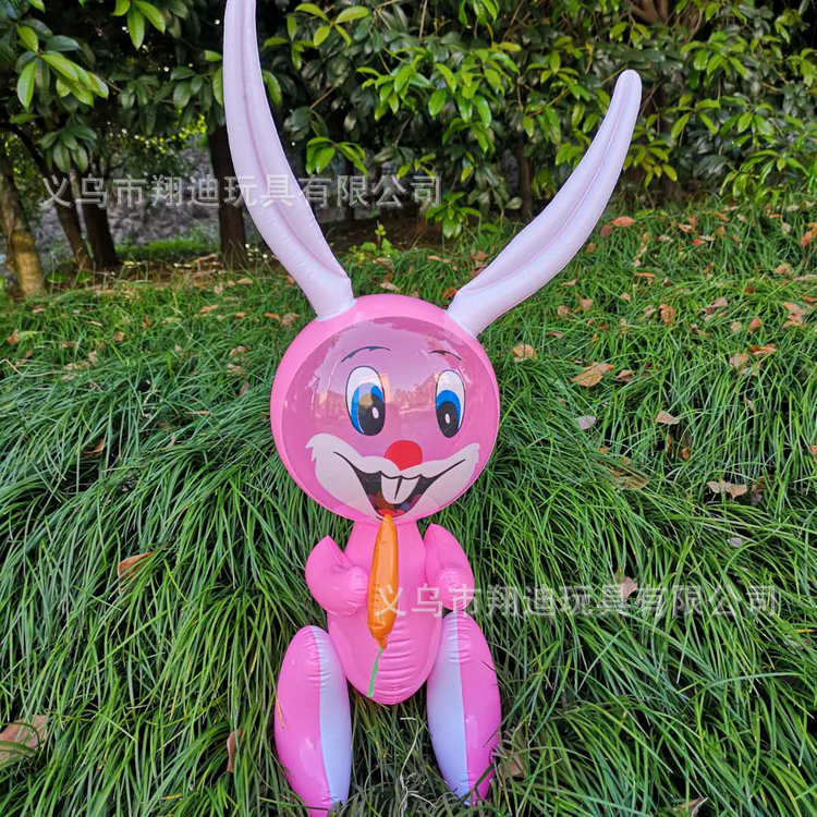 批发充气玩具儿童充气玩具戏水皮货PVC长耳朵兔大白兔抱萝卜兔子