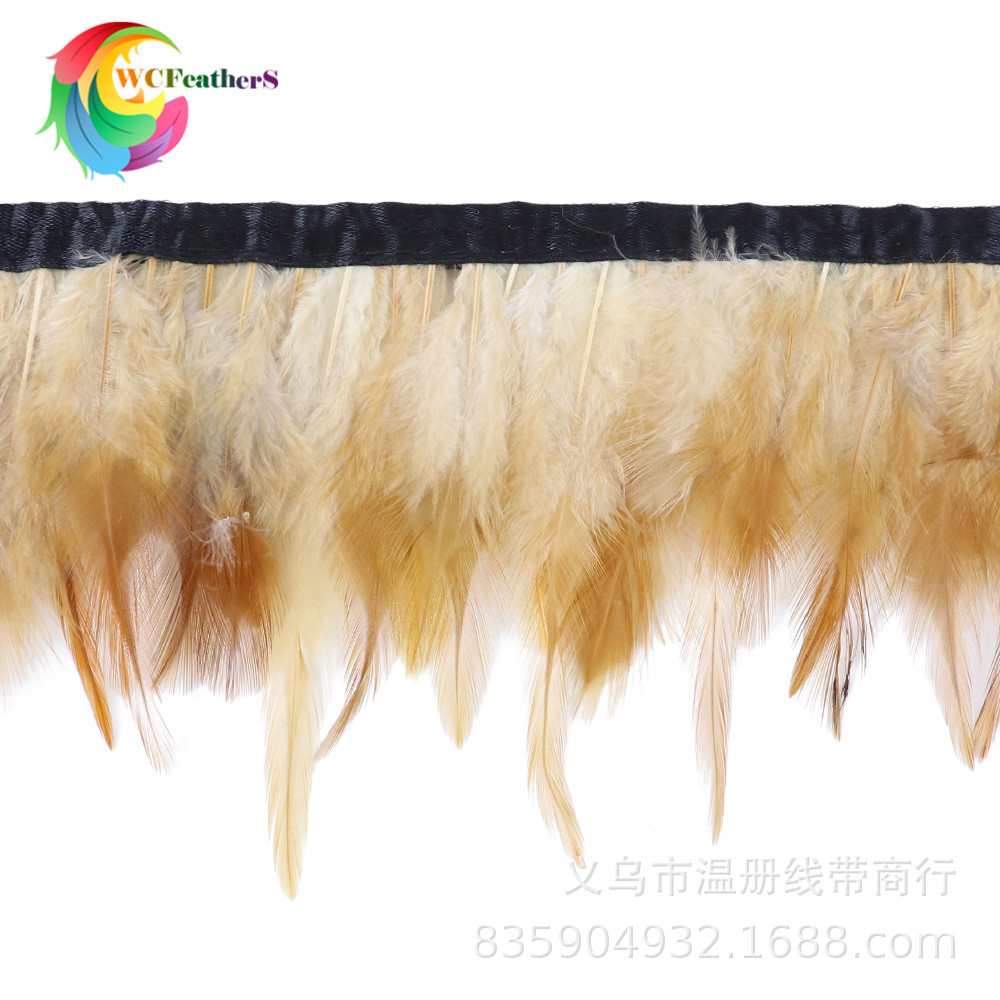 现货销售天然花纹孔雀毛花鸡毛不染色环保鸡毛礼服鞋帽装饰10米详情图17
