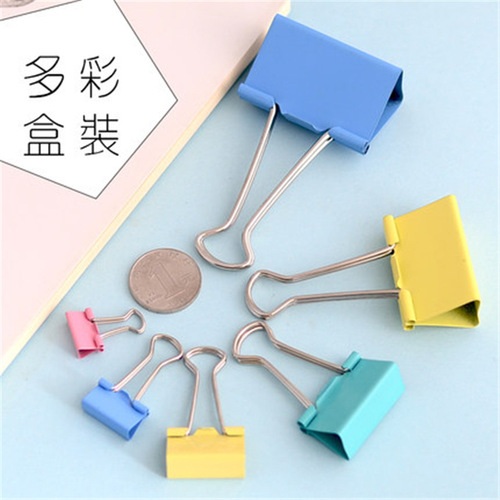 Office stationery color long tail clip household metal file clip colorful stainless steel bill clip binding long tail clip