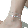 Retro beach metal ankle bracelet with bow, crystal, boho style, European style