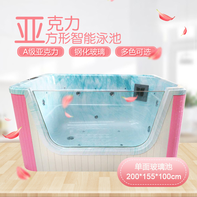 亚克力游泳池婴儿游泳馆设备多功能儿童单面玻璃透明泳池大型商用|ms