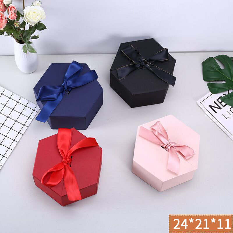 现货六角盒新娘伴手礼盒 网红包装礼盒定制 生日礼物盒糖果六角盒|ru