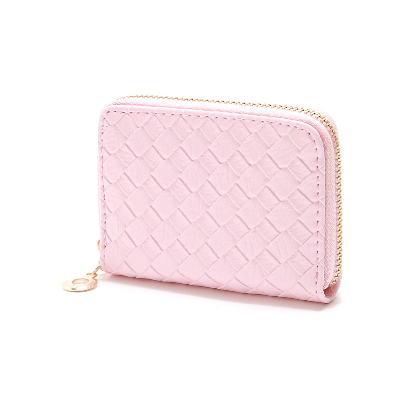 48g Weight Zipper Closure Type Pu Leather Material Solid Color Pattern Unisex Gender Grey, Rose Red, Purple, Blue, Gold, Silver, Black Color Nihaojewelry Wholesale Accessories Korean Woven Pattern Multi-position Card Bag 20