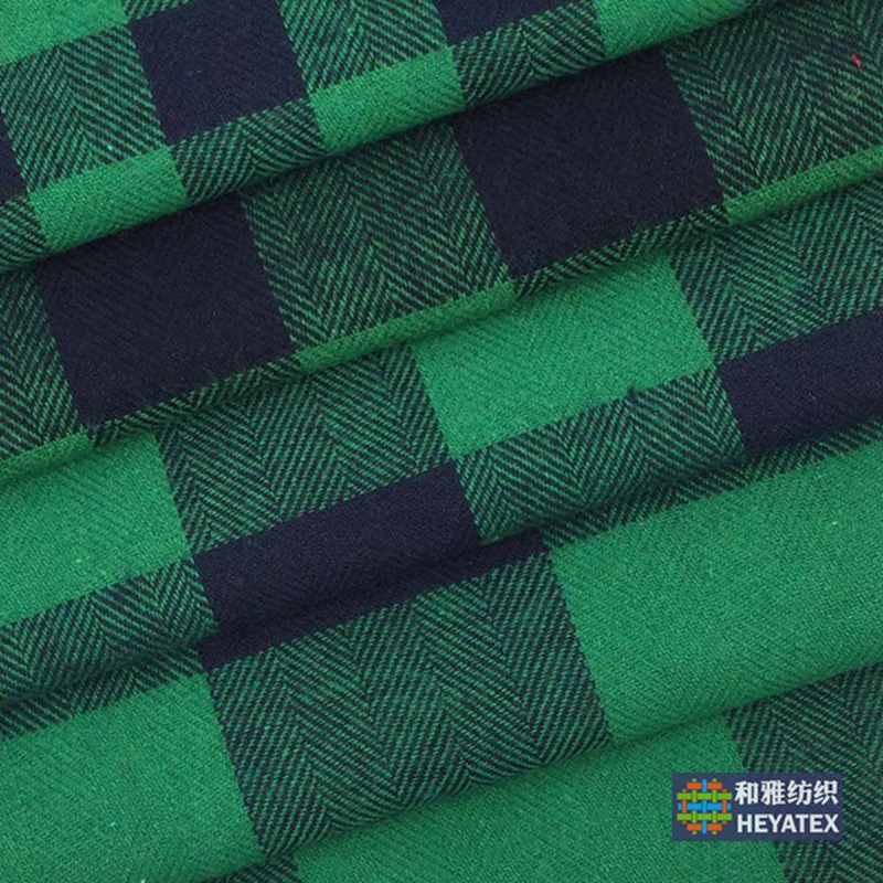 涤棉磨毛人字纹朝阳格 灰绿格绒布衬衫服装家居抱枕现货面料