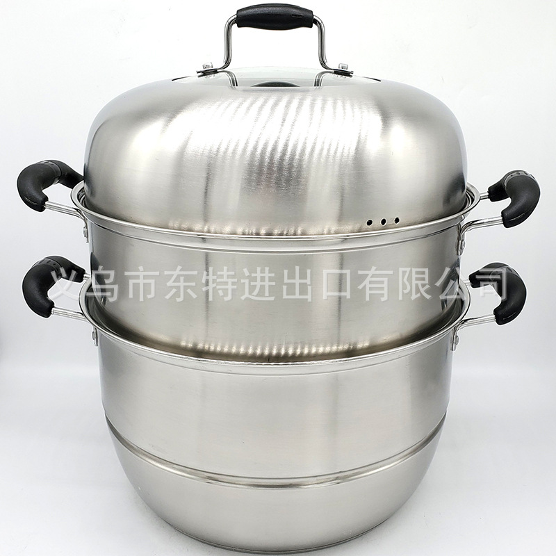 Stainless steel thickened steamer, electric wooden handle, bottom combination cover, three-layer steamer, household multi-functional soup steamer detail image 9