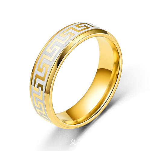 Exclusively for Europe and the United States, new stainless steel rings, laser Great Wall pattern rings, wish rings, titanium steel rings for couples