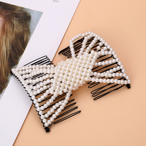 Cross-border new versatile hair comb European and American women's hair twister ponytail decoration Guangdong hair comb pearl magic insert comb