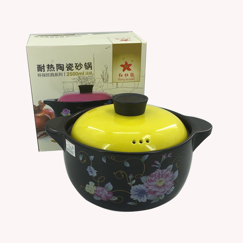 红杜鹃陶瓷砂锅烫煲明火急冷不裂大容量煮粥煲炖陶瓷盖砂锅批发