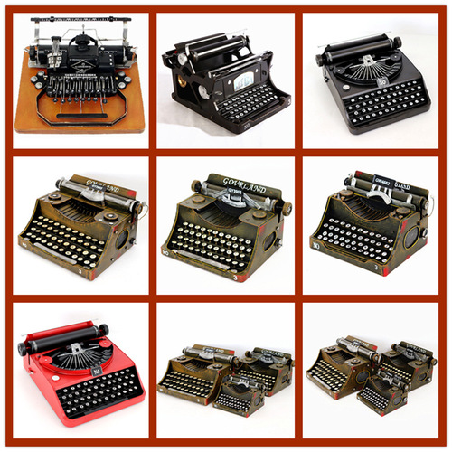Vintage antique typewriter wrought iron model Photo Road bar store retro soft decoration ornaments