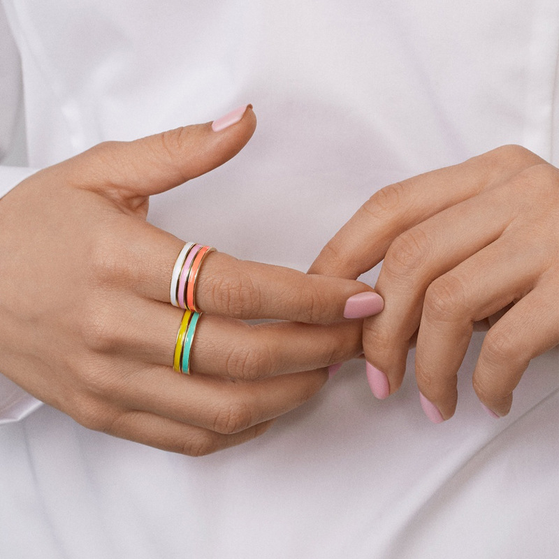 simple multi-color drip oil alloy ring