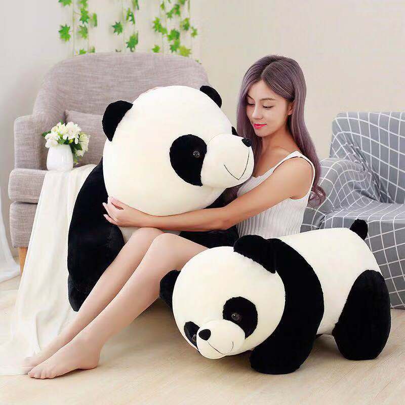 Panda muñeca de peluche de juguete abrazo Panda oso muñeca blanco y negro hoja de bambú Panda rascarse muñeca máquina muñeca