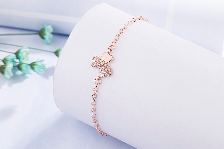 Korean version of the new clover flower diamond zircon leaf copper bracelet