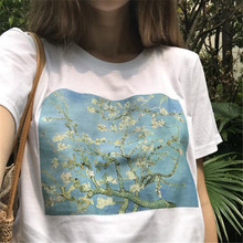 梵高杏花油画T恤女装Tumblr时尚Grunge美学印花复古可爱白色上衣