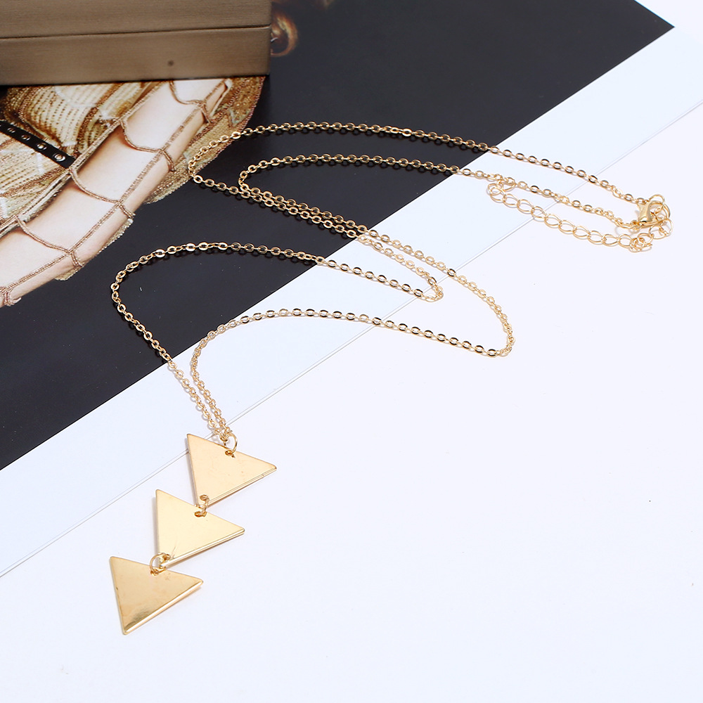 fashion metal geometric Y-shaped pendant long necklace