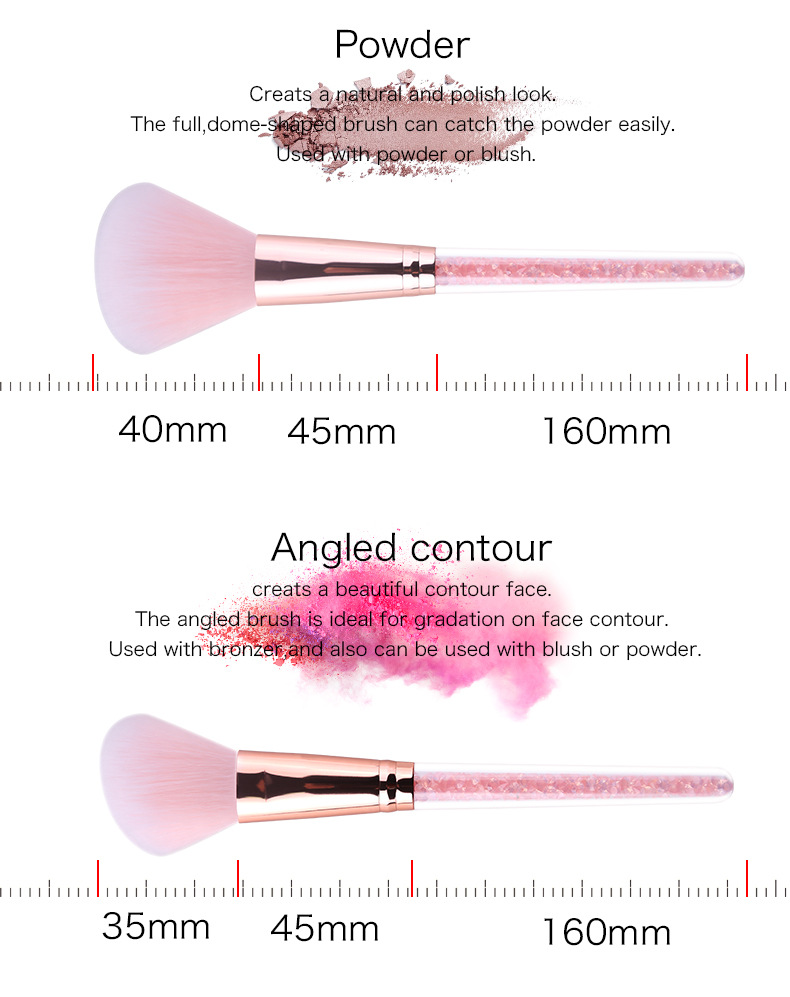 7 Pieces Crystal Makeup Brushes Diamond Plastic Handle Artificial Fiber Pink Bag Makeup Tools Wholesale Nihaojewelry display picture 2