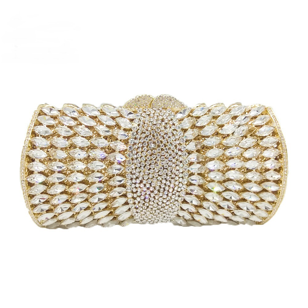 Diamond-studded Women's Bag Pillow-shaped Pure Color Gemstone Bag display picture 1