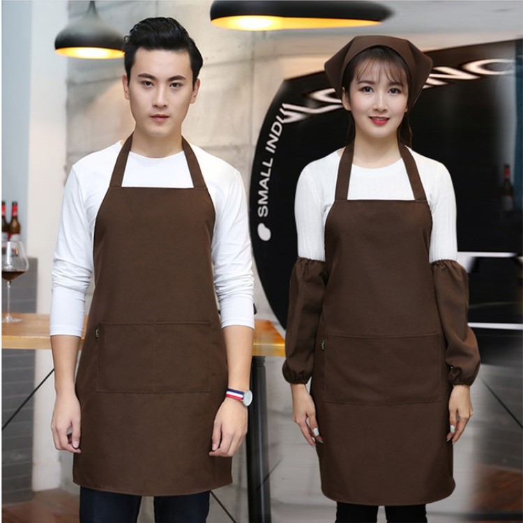 围裙男女美甲餐饮厨房奶茶水果工作服韩版时尚围腰广告印LOGO