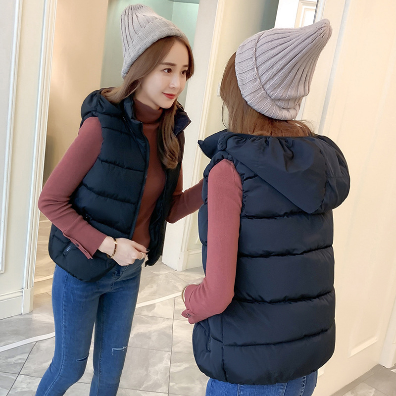 Down cotton vest women's short style autumn winter 2020 new Korean version of plain shoulder cotton padded jacket jacket fashion