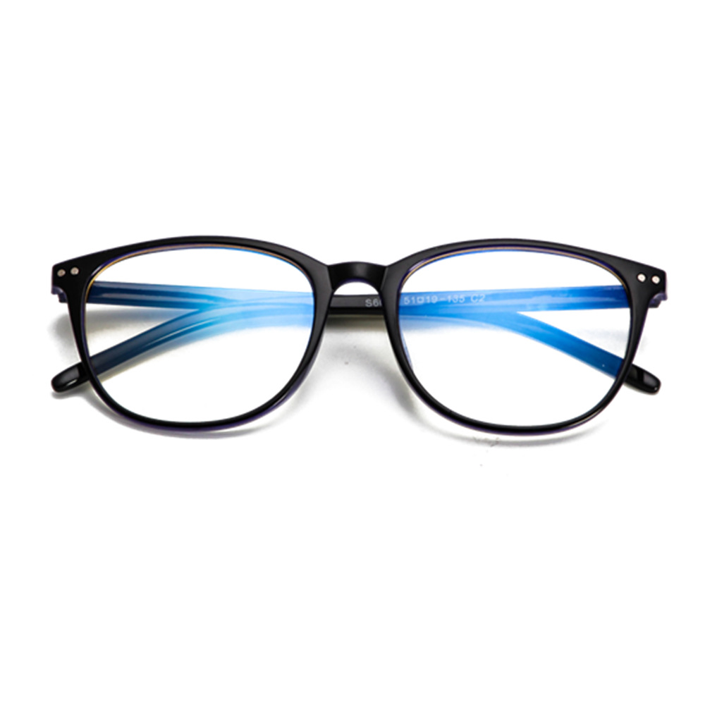 Gafas de mujer gafas lisas s6008 marco redondo de los hombres Sin Grado Película Azul teléfono móvil computadora gafas de protección ocular