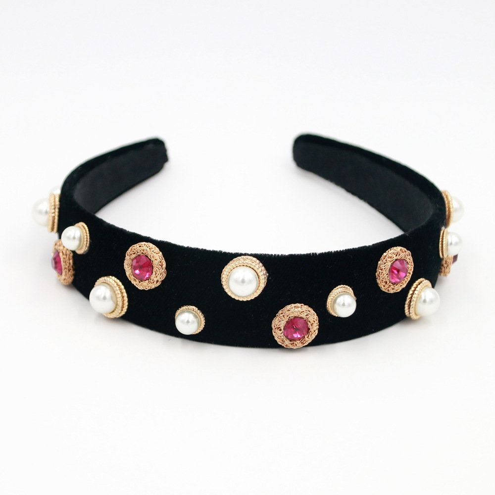 Hot Selling Fashion Crystal Clear Pearl Metal Headband display picture 2