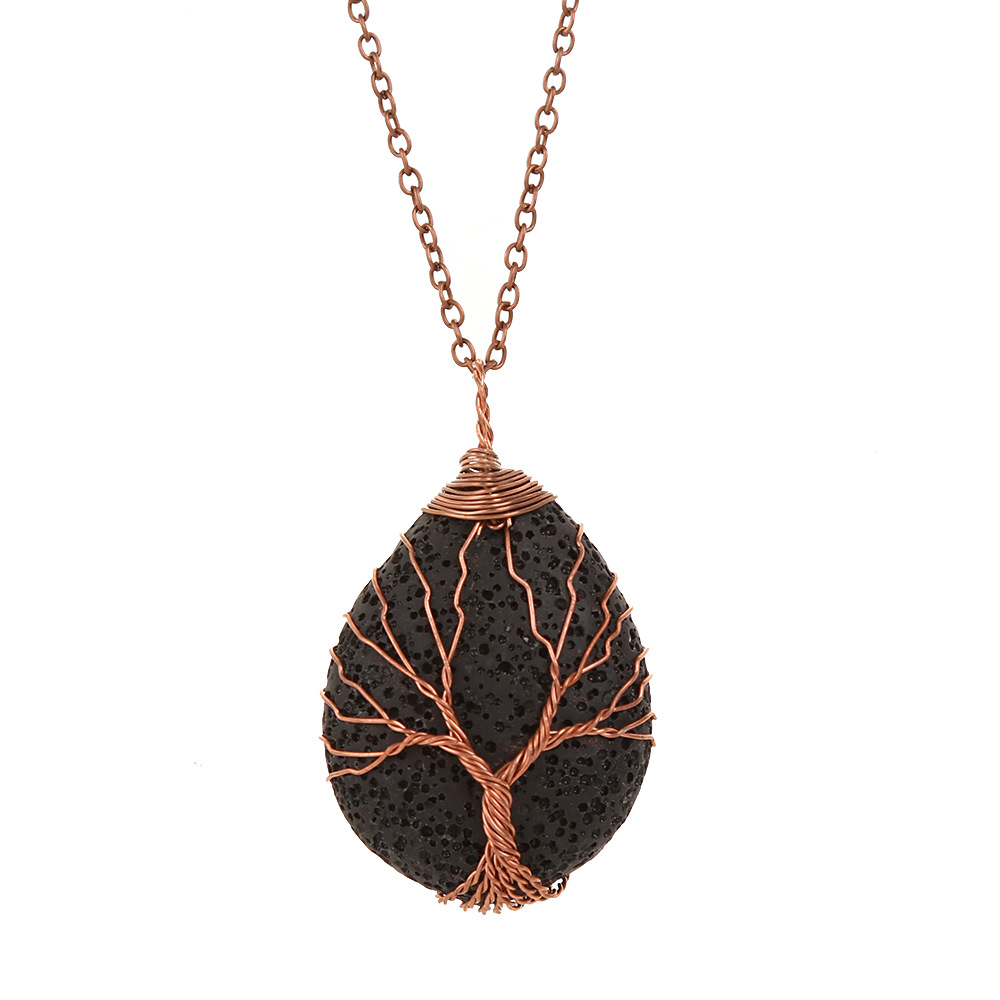 Fashion Tree Alloy Plating Natural Stone Pendant Necklace 1 Piece