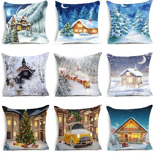 18'' Cushion Cover Pillow Case Christmas snow house series pillow cover holiday home decoration Christmas pillow cushion cover