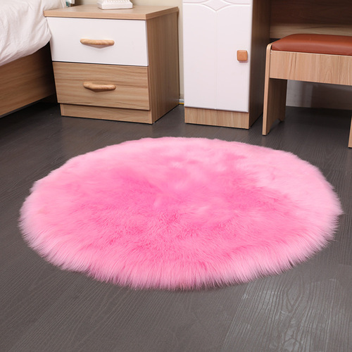 Plush round carpet living room floor mat imitation wool computer chair plush round carpet bedroom bedside blanket white