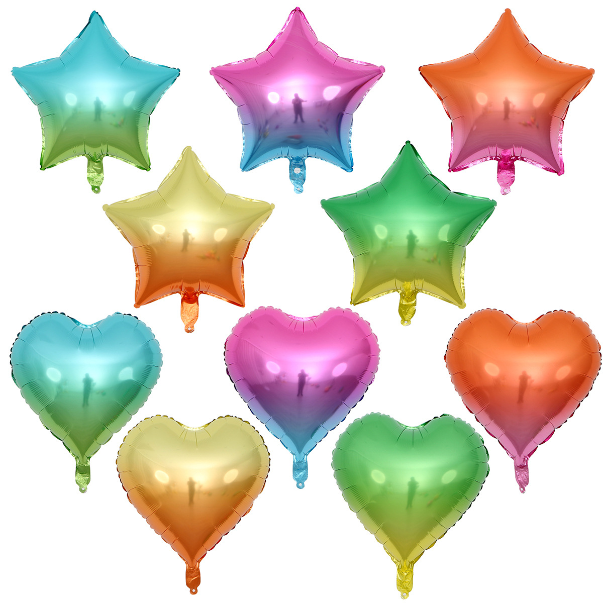 18寸渐变桃心五角星