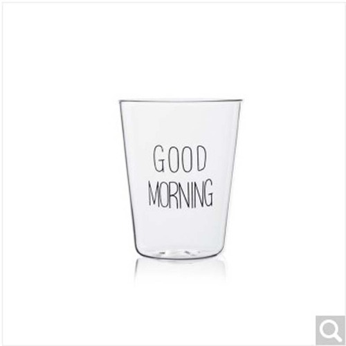 厂家批发日式玻璃牛奶杯早餐杯创意杯子Good morning饮料杯咖啡杯