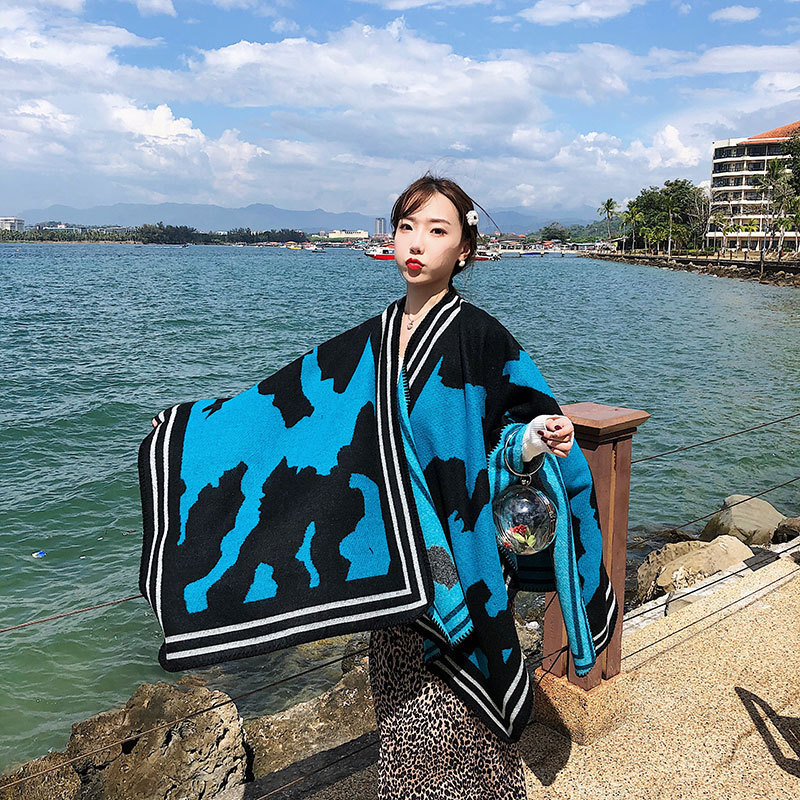 Autumn and winter new pattern Europe and America Leopard Frame Cashmere scarf summer air conditioner Dual use Shawl Travel? cloak