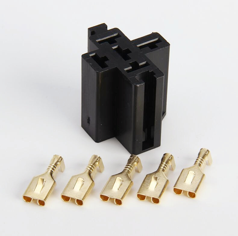 汽车继电器40A空插座 6.3插簧 4个或5个黄铜端子 十字插座 梅花|ms