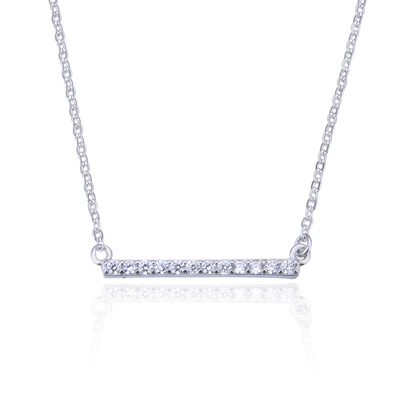 Corea del Sur Dongdaemun joyería ins diamante incrustado equilibrio madera s925 Collar de plata dulce belleza cadena corta conjunto