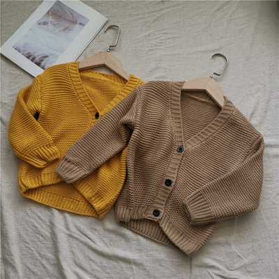 2019秋冬新款男女童毛衣開衫韓版洋氣百搭針織外套加厚兒童毛線衣