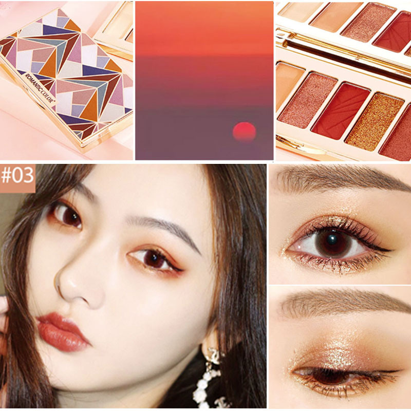 ins超火亚马逊炫彩Romanticcolor6色炫彩晶格眼影盘珠光眼影