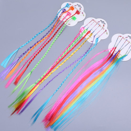 2pack girls kids rapper singers hiphop street dance wig colorful braids gogo dancers children's wig twist braid grab clip hairpin headdress for children