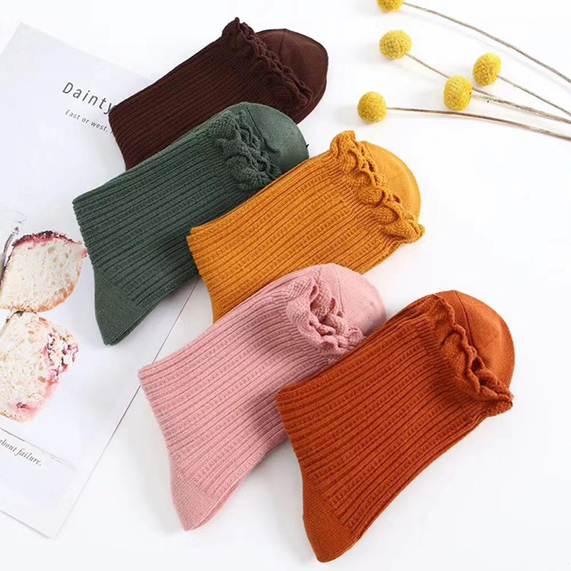 木耳边双针女袜1