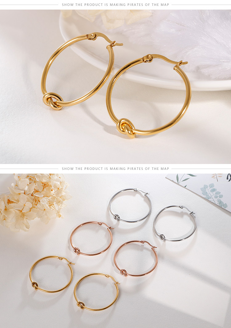 Women'S Gender PVD Coated 18K Gold Plated Geometric Titanium Steel Fashion Waterproof Non Tarnish Earrings